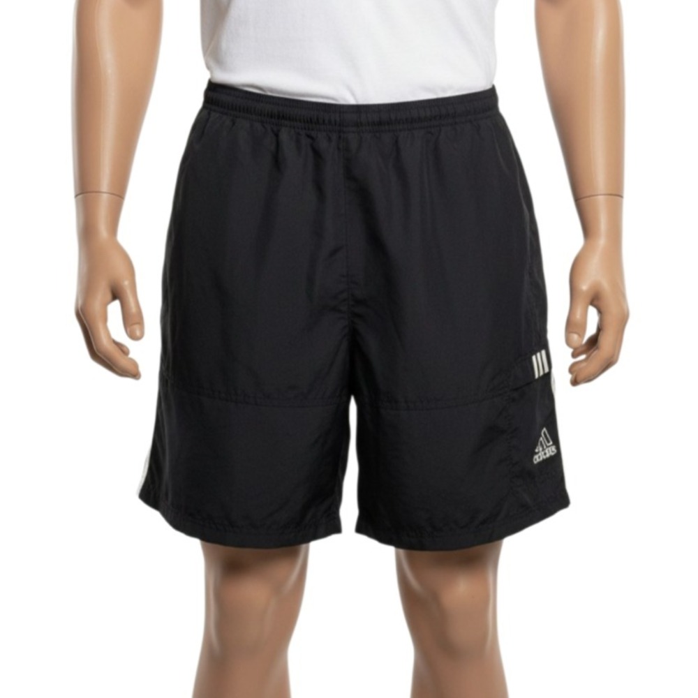 Adidas Nylon Shorts Mens L Black Baggy Longline Y2K Blockcore Skate Vintage 2004